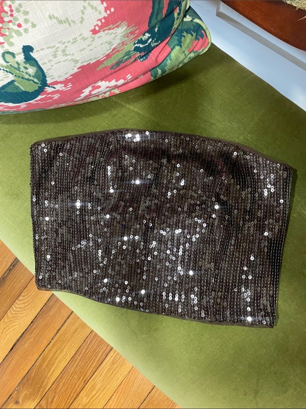 Anthropologie Sequin Tube top - chocolate brown large